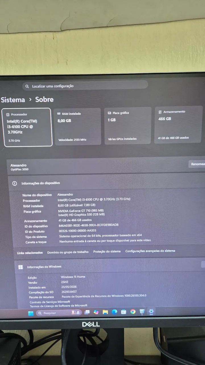 Dell Optiplex 3050 I3 6100 3.70GHz 6° geração 8gb de ram HD 500 - Foto 2