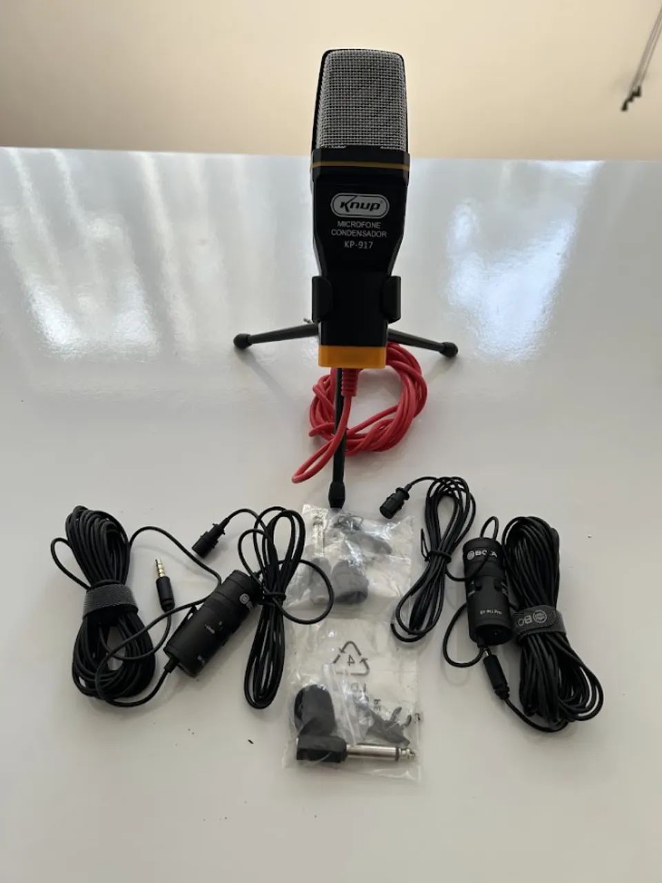 Kit 2 Microfones de Lapela Boya + Condensador Knup