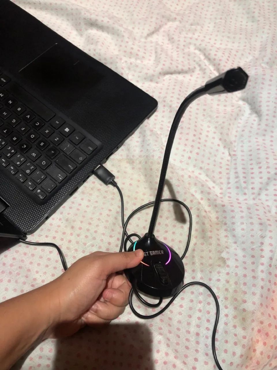 MICROFONE GAMER MESA USB LED RGB