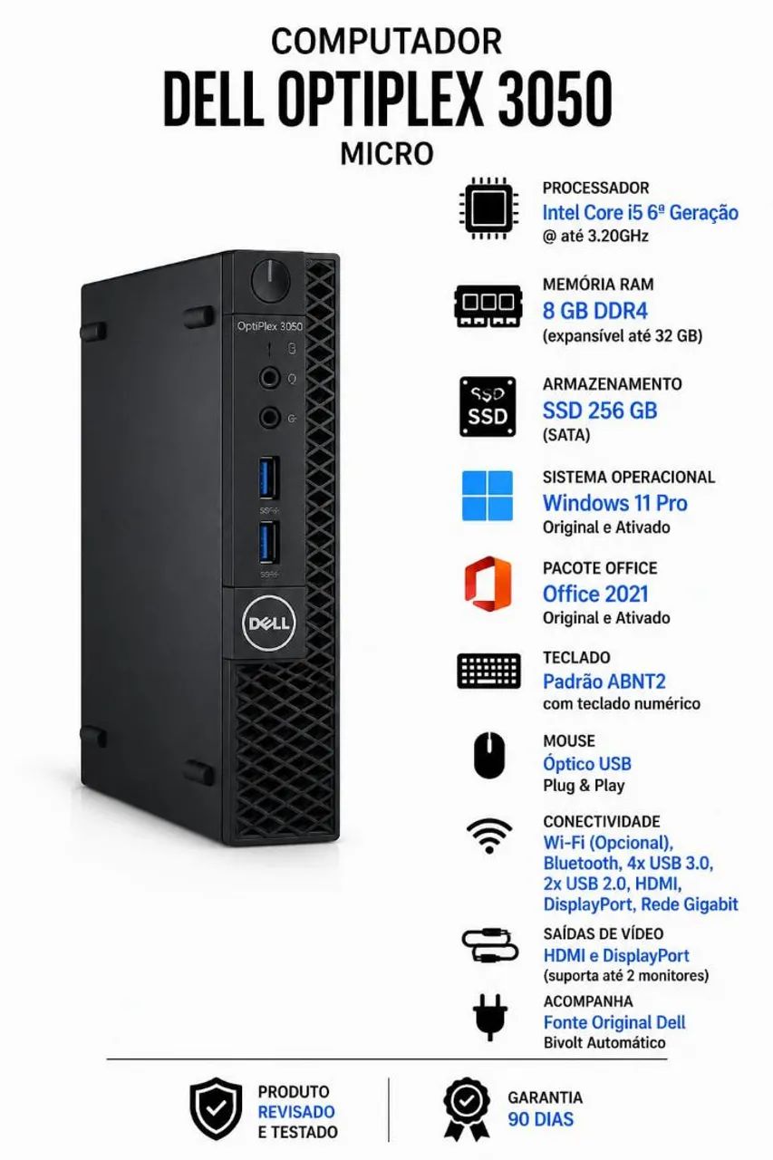Dell optiplex mini i5 8 th 8 GB RAM SSD perfeito funcionamento  - Foto 3