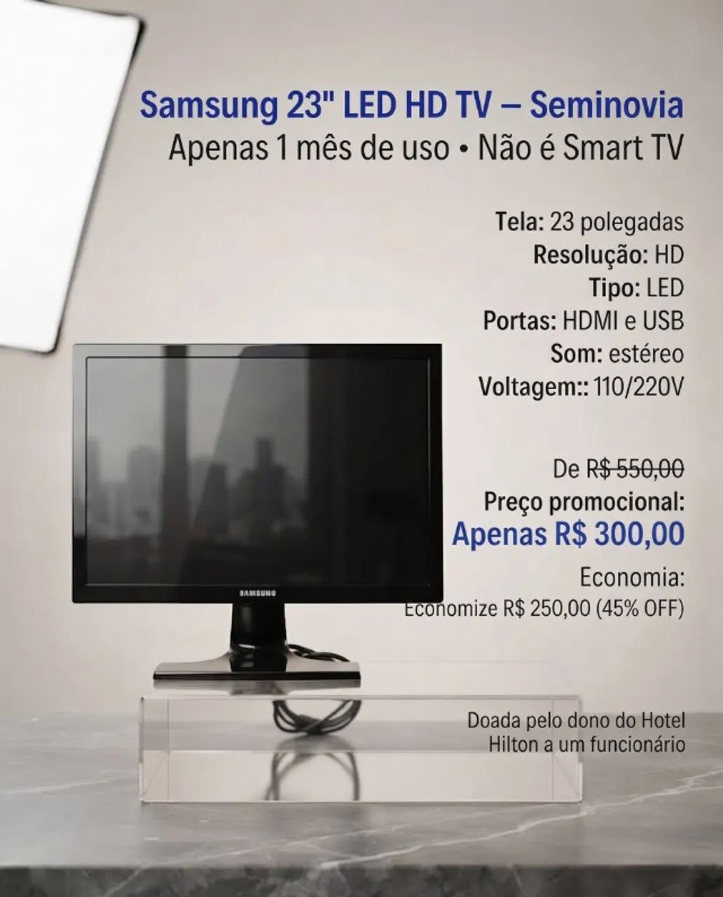TV Samsung 23" LED HD - Semi Nova