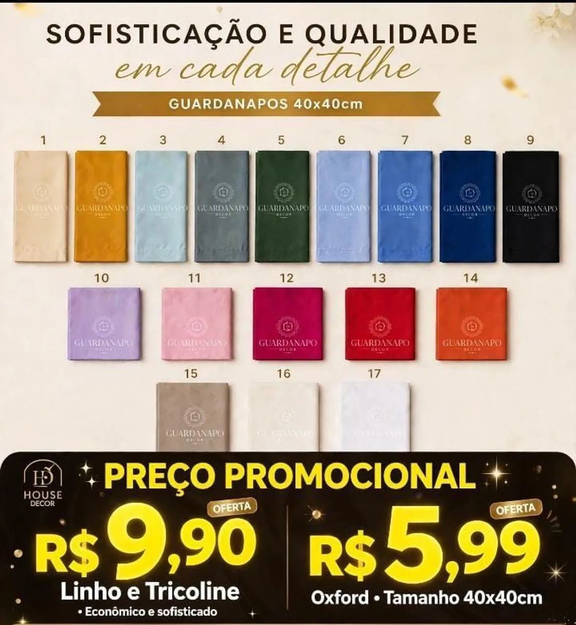 Guardanapos em tecido 