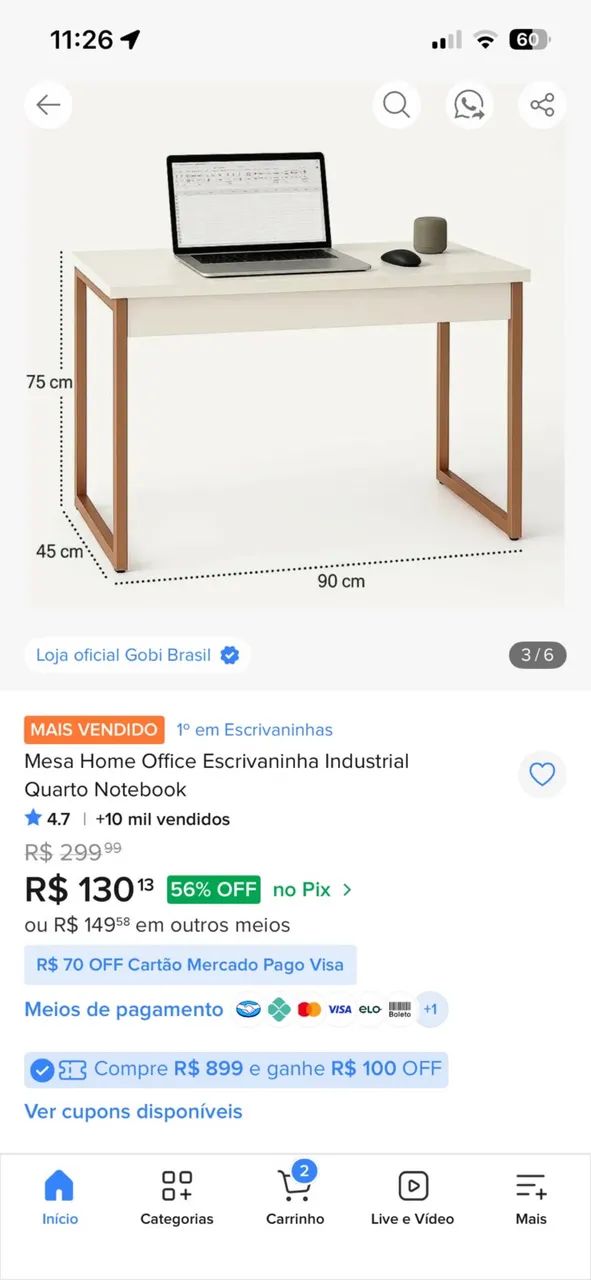 Mesa escrivaninha  - Foto 2