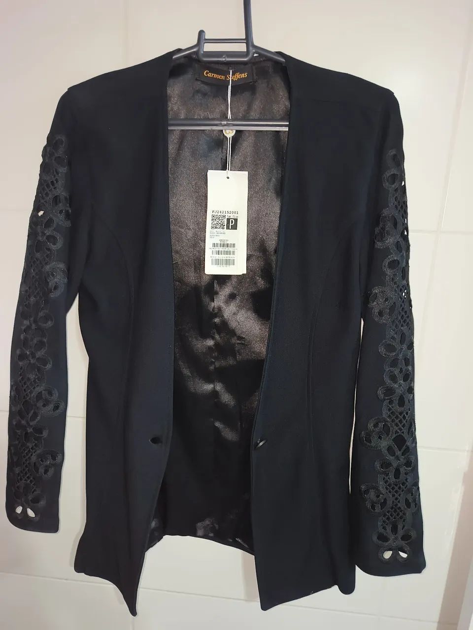 Blazer Carmen Steffens Preto P Novo - Foto 4