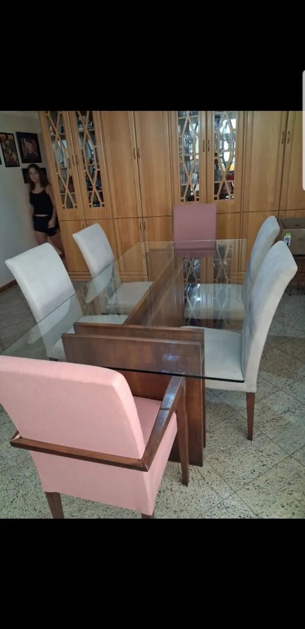 Mesa de vidro com 6 cadeiras  - Foto 2