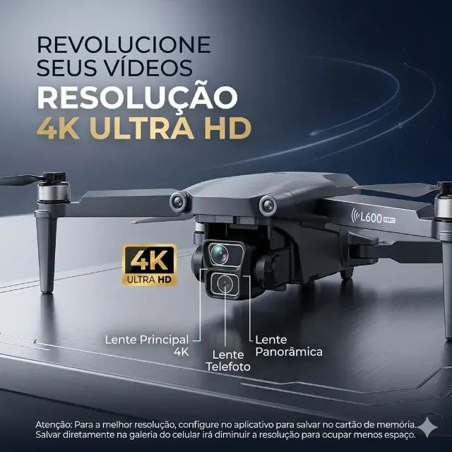 Drone Profissional L6001 Pro 4K ? Controle com Tela HD + 3 Baterias + GPS - Foto 3