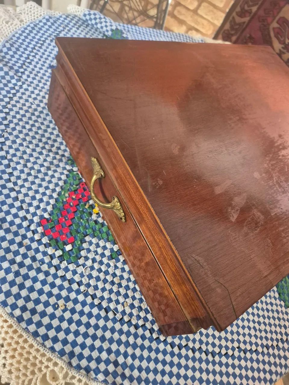 Caixa de faqueiro de madeira antiga  - Foto 4