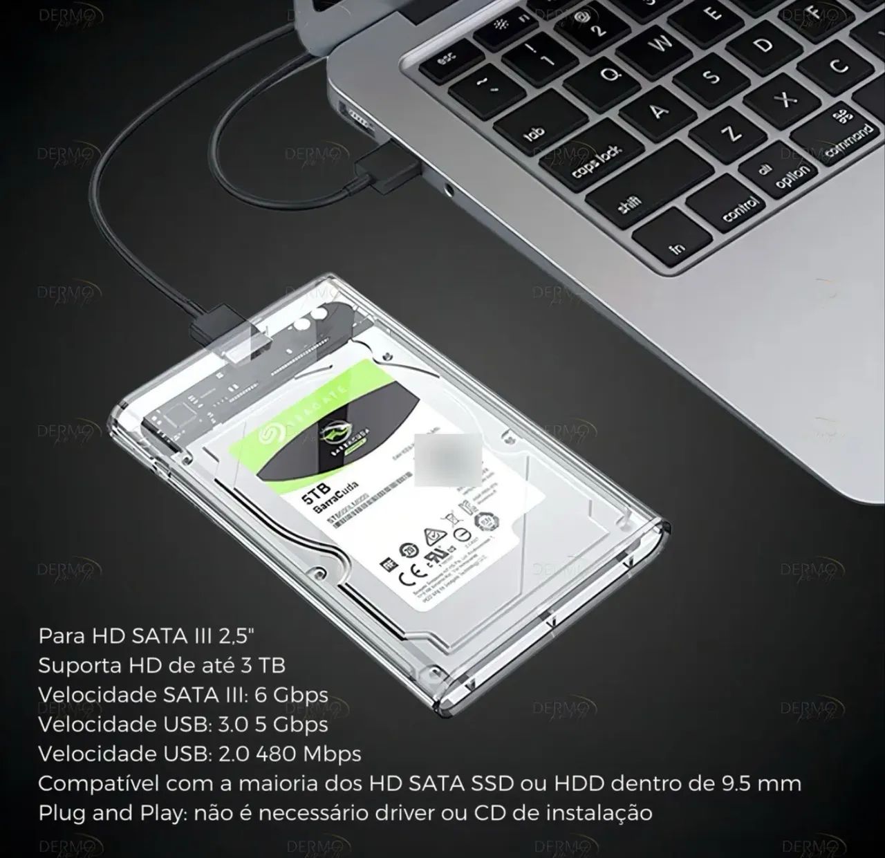 Case Gaveta HD Externo Exbom 2.5 USB 3.1 Type c - Foto 4