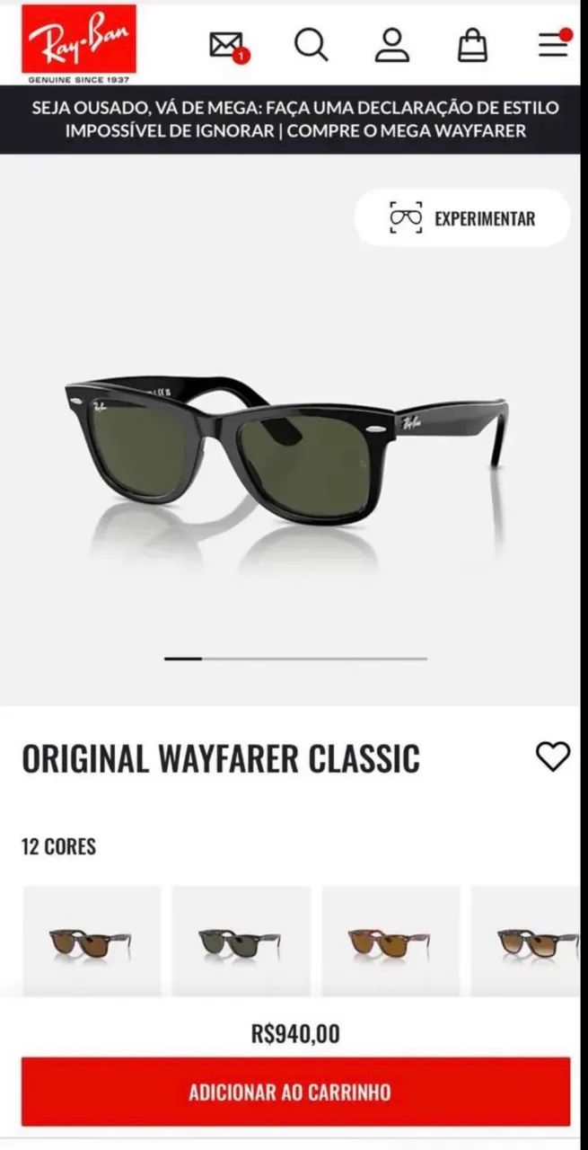 Óculos de sol Ray-Ban Wayfarer original - Foto 3