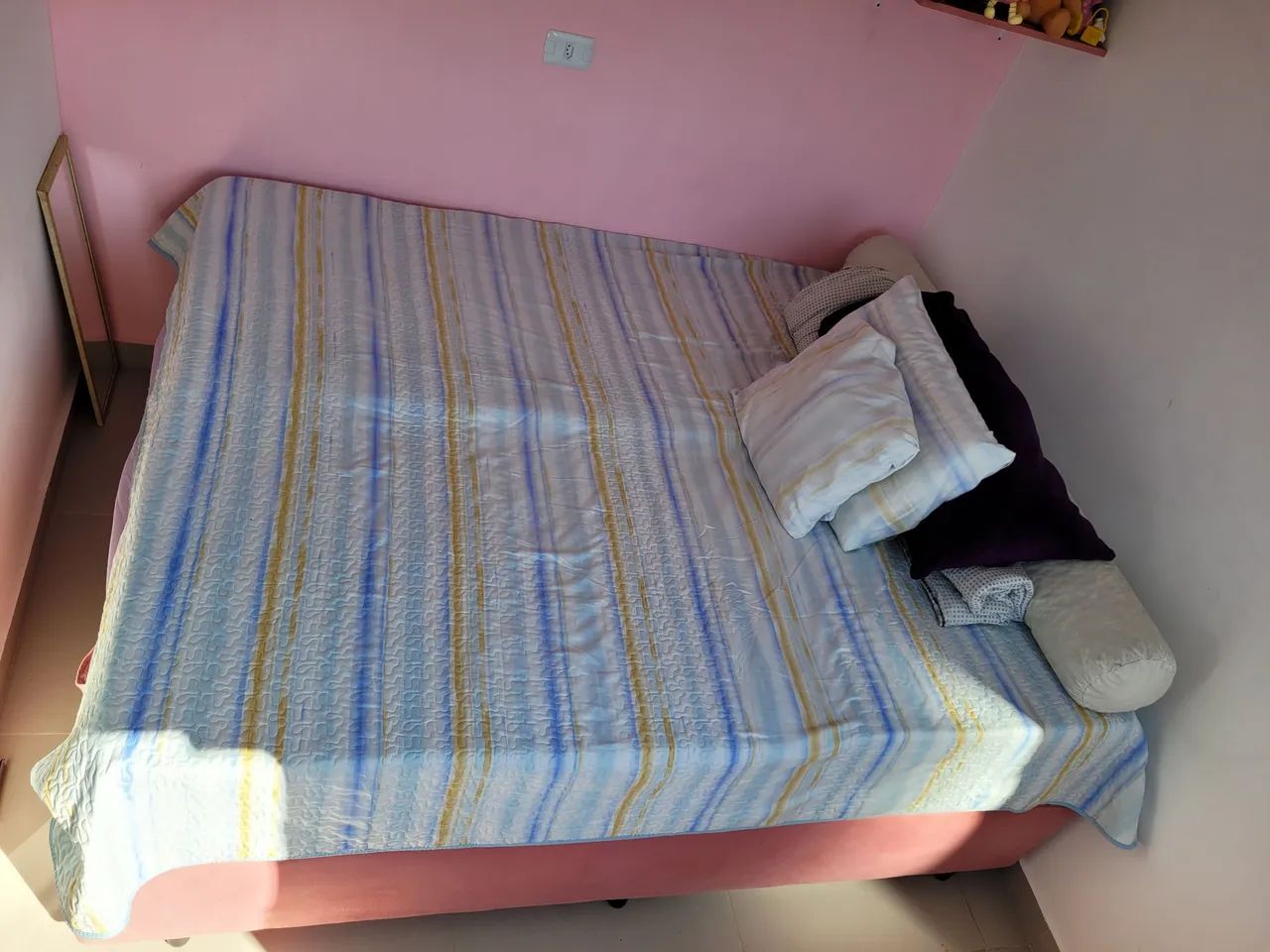 Cama Box Baú Solteiro (Padrão Queen Separada) - Rosa Suede - Foto 2