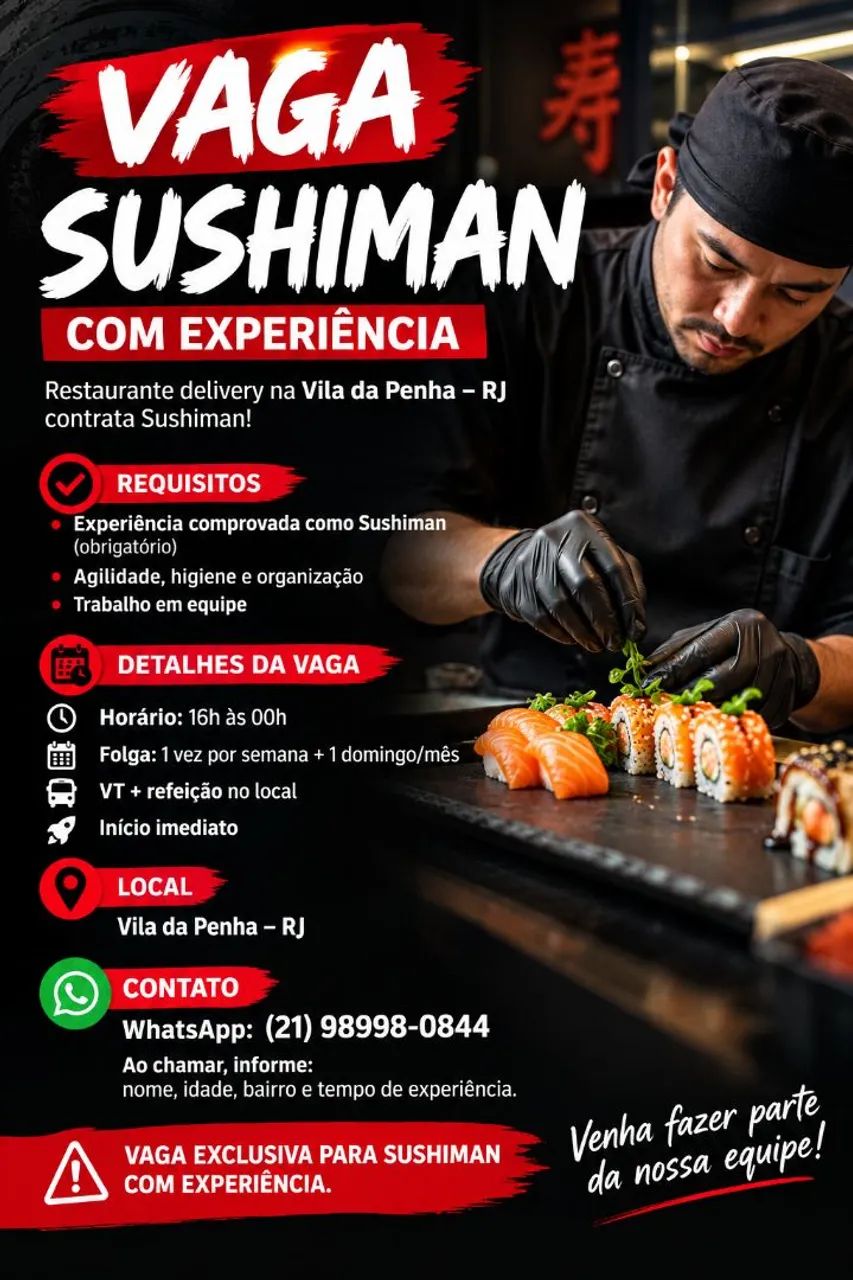 SUSHIMAN COM EXPERIÊNCIA