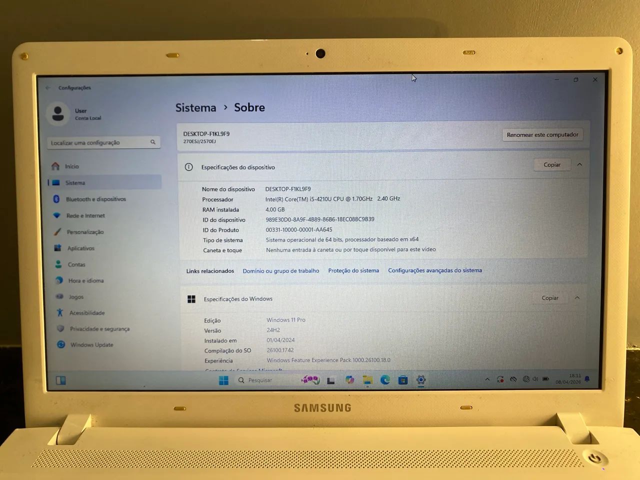 Notebook Samsung NP270/ 4gb - ssd + HD - Bateria boa  - Foto 4