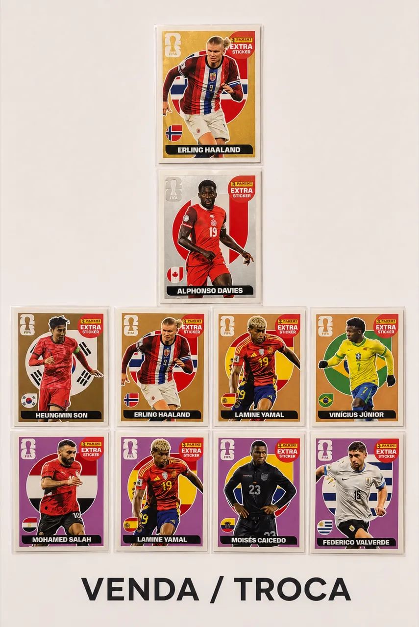 Figurinhas Legend Para Venda e Troca: Haaland Ouro; Alphonso Davis Prata; Lamin Yamal?