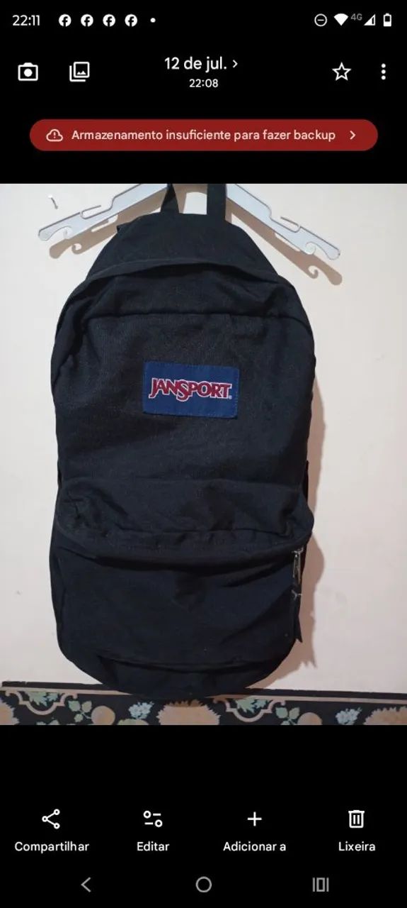 Mochila urbana Jansport original Black,,26L/33cm largura/48cm