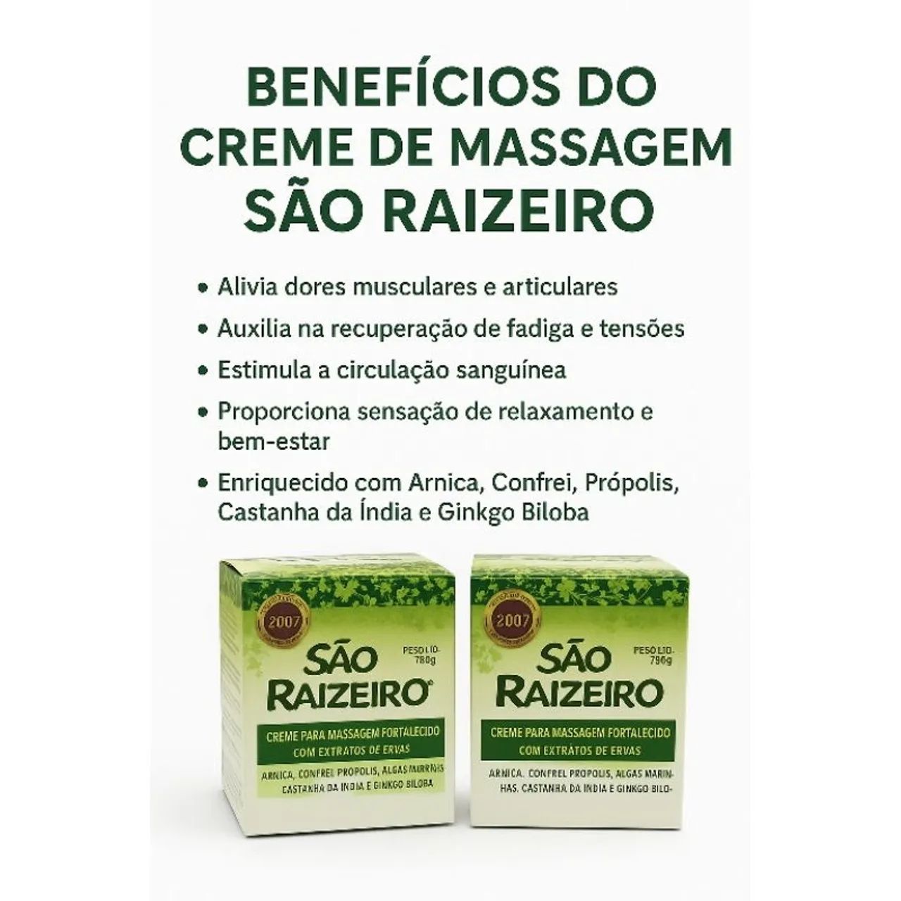 Cremes Para Massagem São Raizeiro Com Extratos de Ervas 135g -  - Foto 3