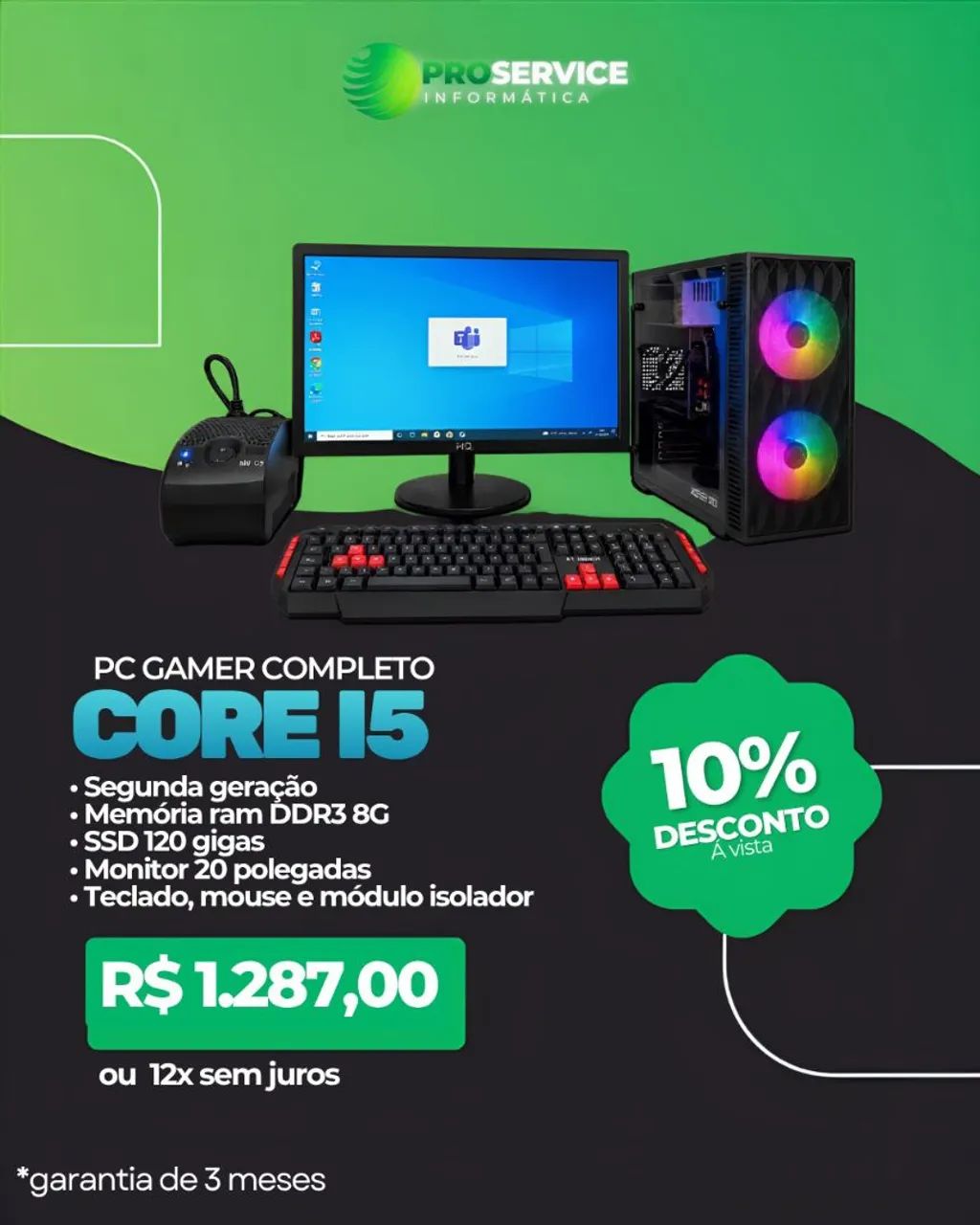 PC gamer completo, acompanha acessórios (seminovo)