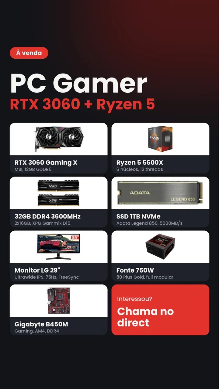 PC GAMER RYZEN 5 RTX 3060 12GB