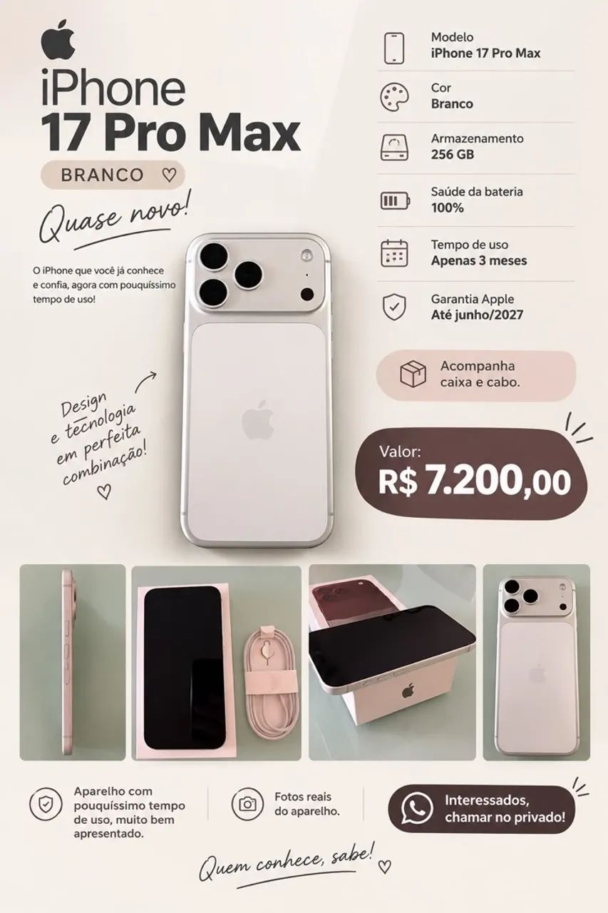 Vendo iPhone 17 pro Max 256 bateria 100% 