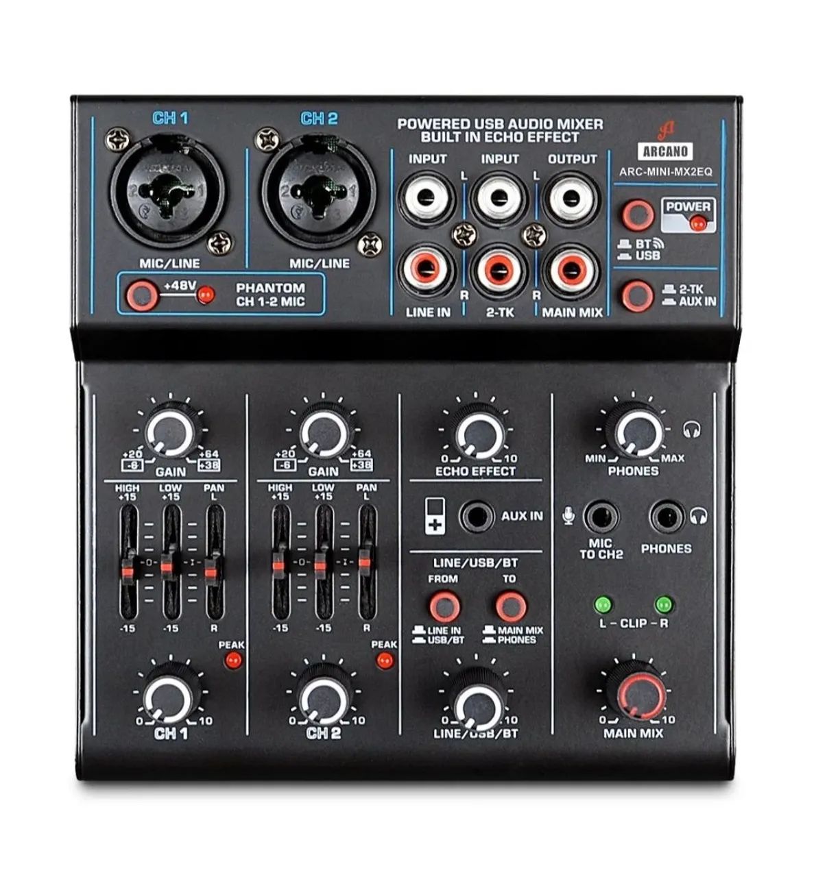 Mesa de Som / Interface USB Arcano ARC-MINI-MX2EQ - 2 Canais