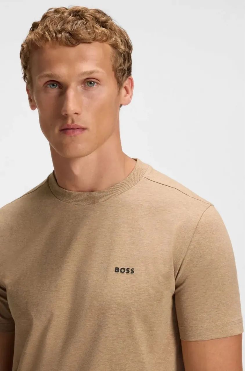 CAMISETA DE AJUSTE REGULAR EM ALGODÃO ELÁSTICO COM LOGO BOSS - Foto 2