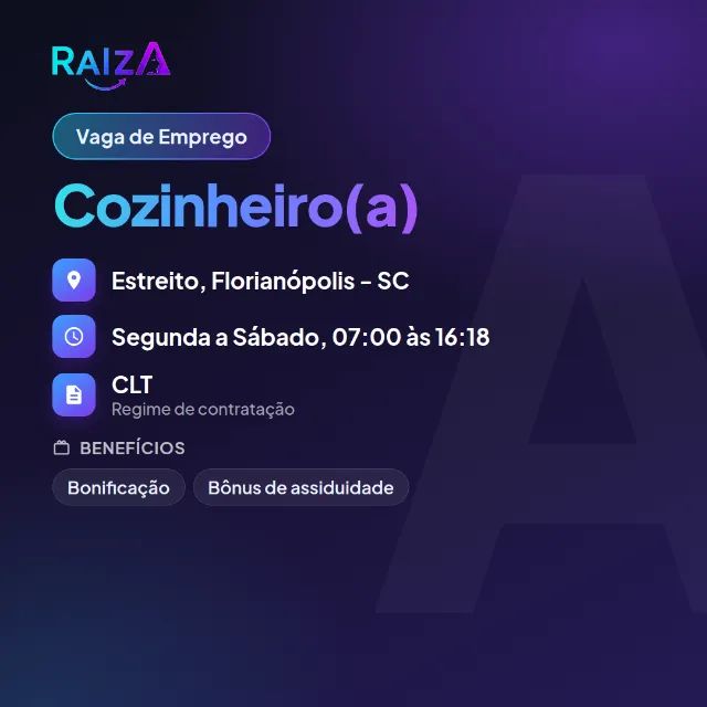 Cozinheiro(a) - Florianópolis/SC