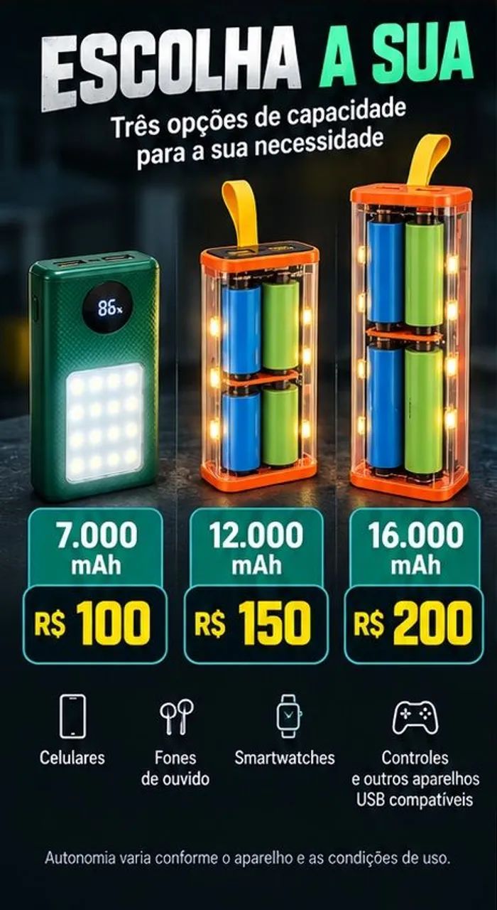 Powerbank e lanterna sob medida com diversas capacidades. - Foto 4