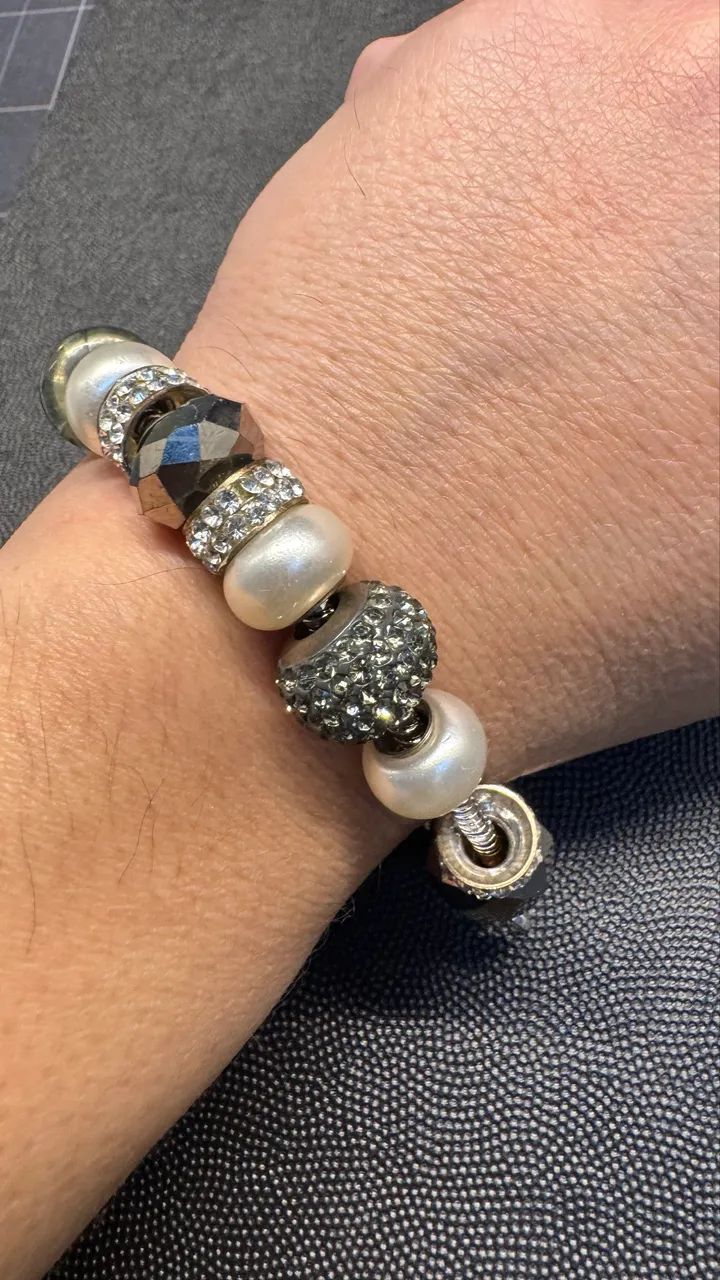 Pulseira bella perlina berloques prateada - Estilo Pandora - Foto 5