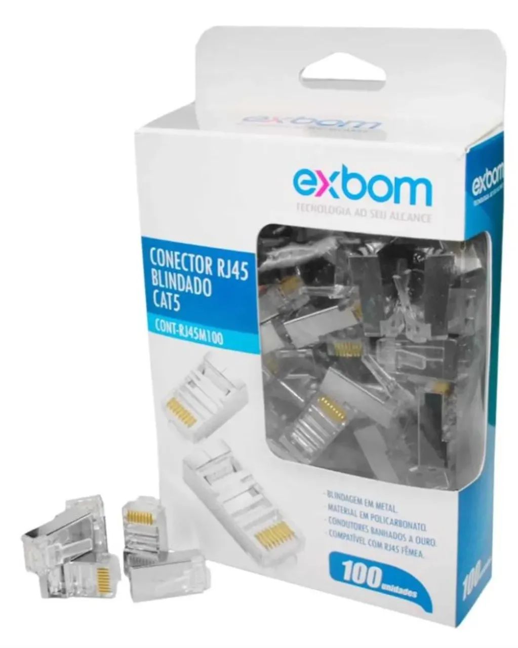 Conector Blindado Macho Rj45 Cat5/cat6 exbom