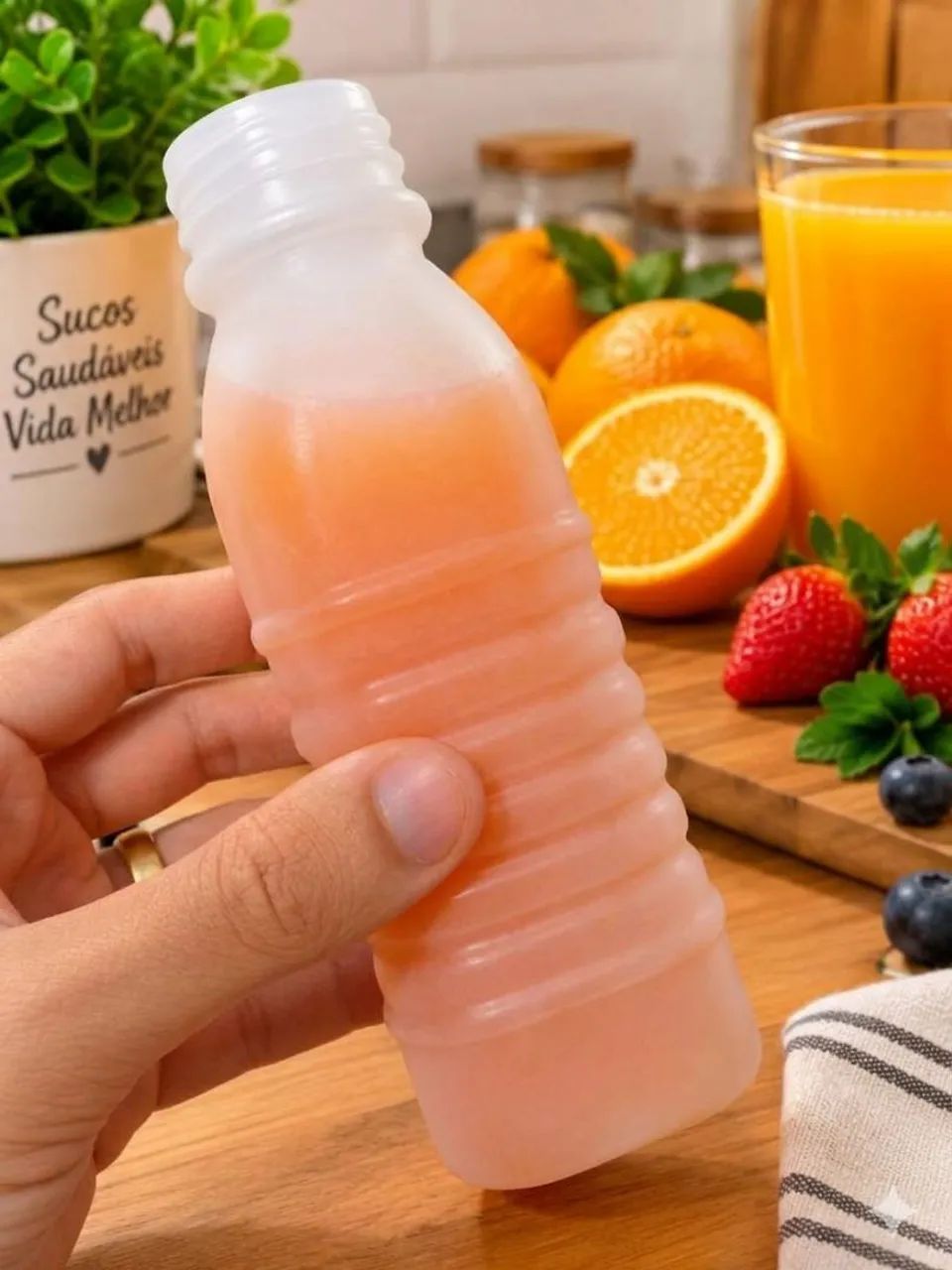 Garrafas plásticas para suco ou caldo de cana 
