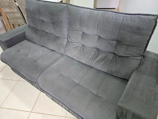 Sofá Linoforte Benetton 4 Lugares Retrátil e Reclinável - 2,29 m - Foto 4