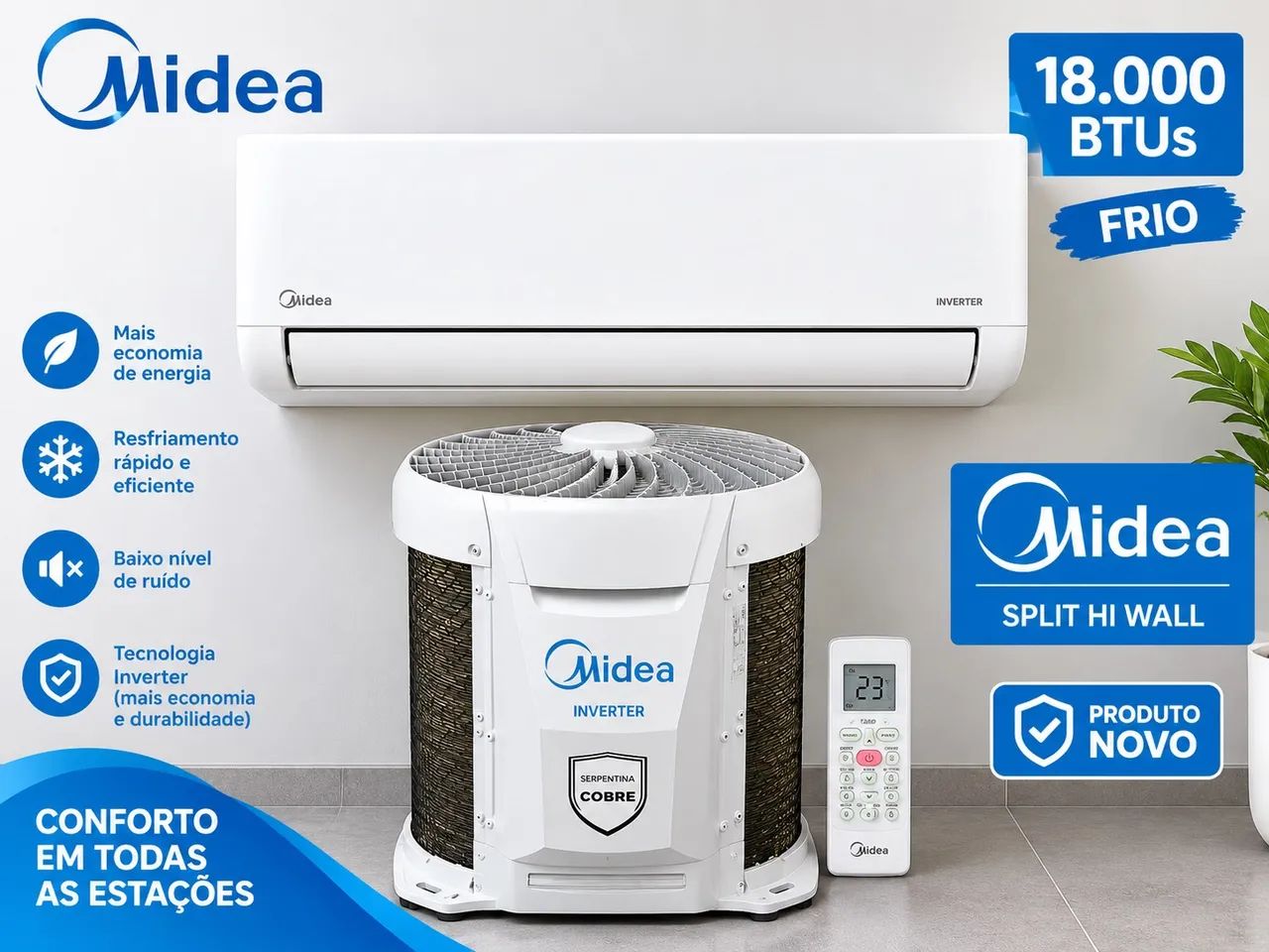Split springer midea 18 mil btus