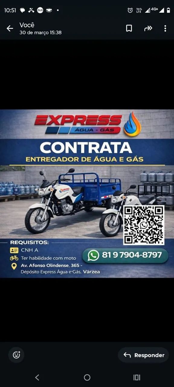 Vagas de trabalho pra entregar motorizado 