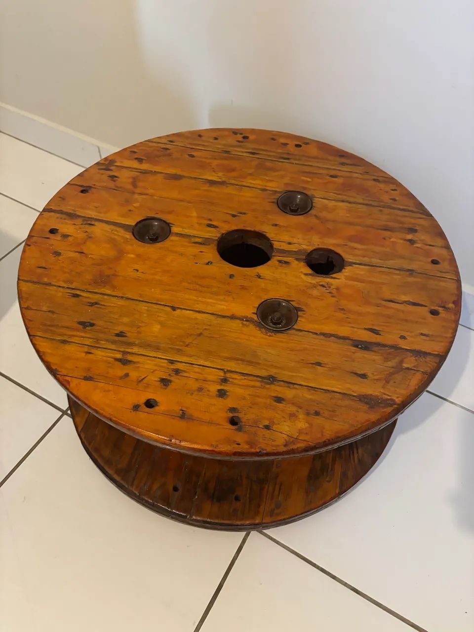 Mesa de Centro Rústica - Carretel de Madeira Bobina