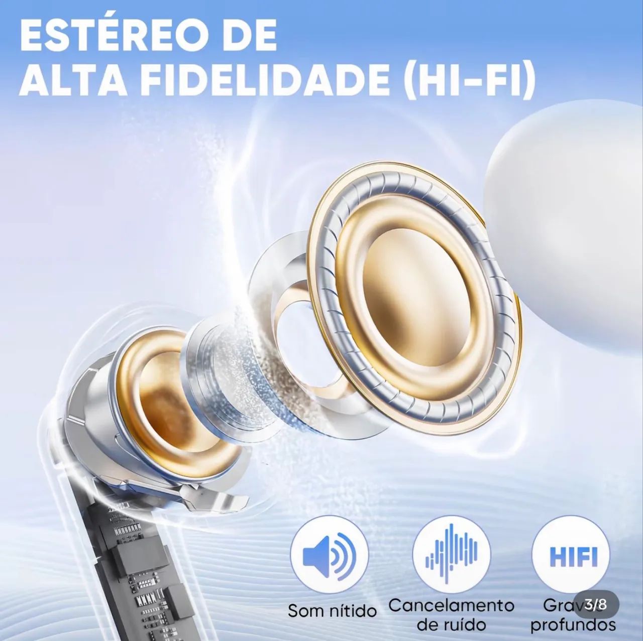 Fone de ouvido Inova Bluetooth 5.4 com cancelamento de ruído, com microfone - Foto 3
