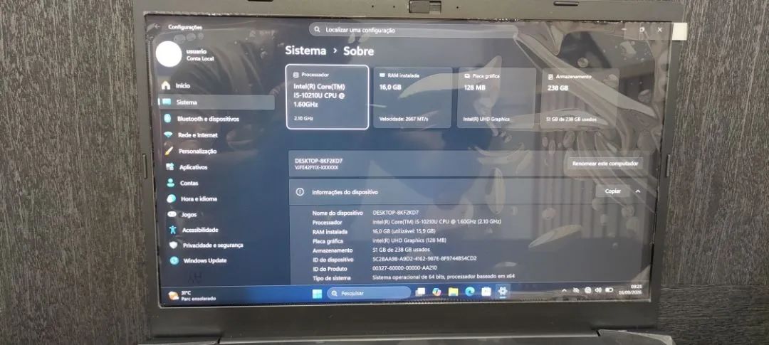 Notebook VAIO Core i5 10ª Geração 16gb RAM - Foto 3