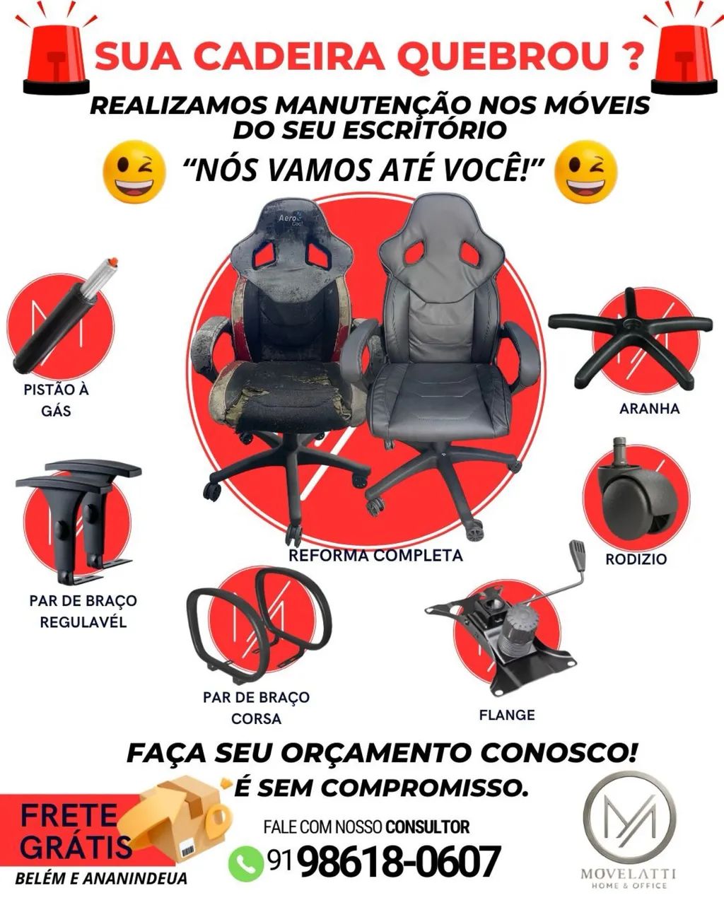 Manutenção e reforma de cadeiras e móveis 