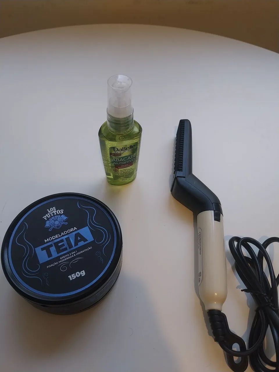 Kit cabelo pomada, óleo e pente elétrico