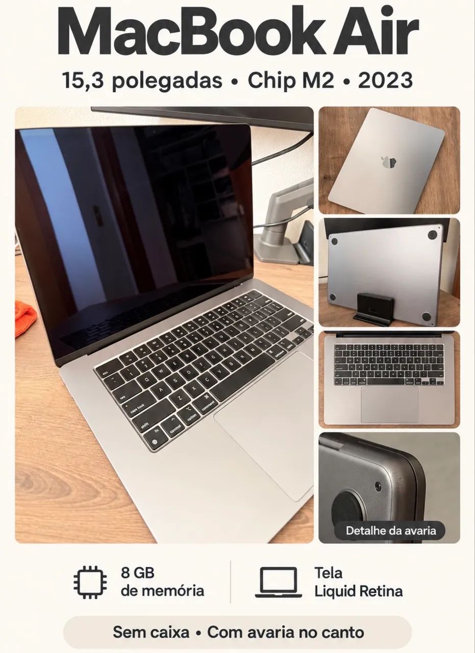 Macbook Air 15 M2 2023 - 8GB/256GB - Notebooks - Floresta