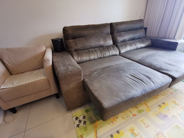 Sofá com extensão para as pernas - R$ 600 - Móveis - Sul (Águas Claras),  Brasília 1142442591 | OLX