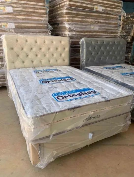 Cama box casal conjunto com cabeceira 