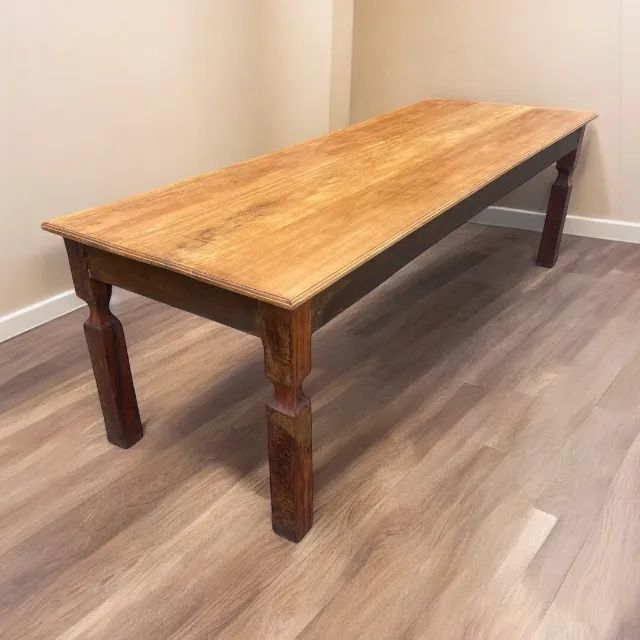 Mesa Rústica em Madeira Maciça 2,5m | Mesa Clássica Elegante para o Seu Espaço 