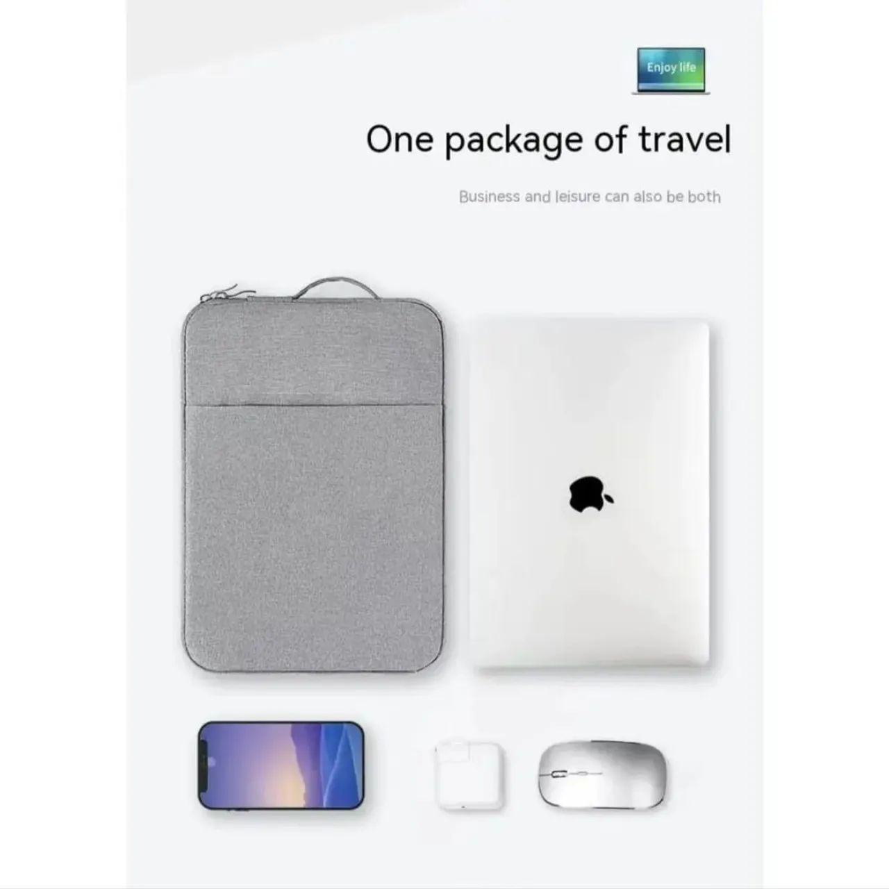 Capa bolsa para Macbook Notebook 13" polegadas(Preto/Cinza) - Foto 2