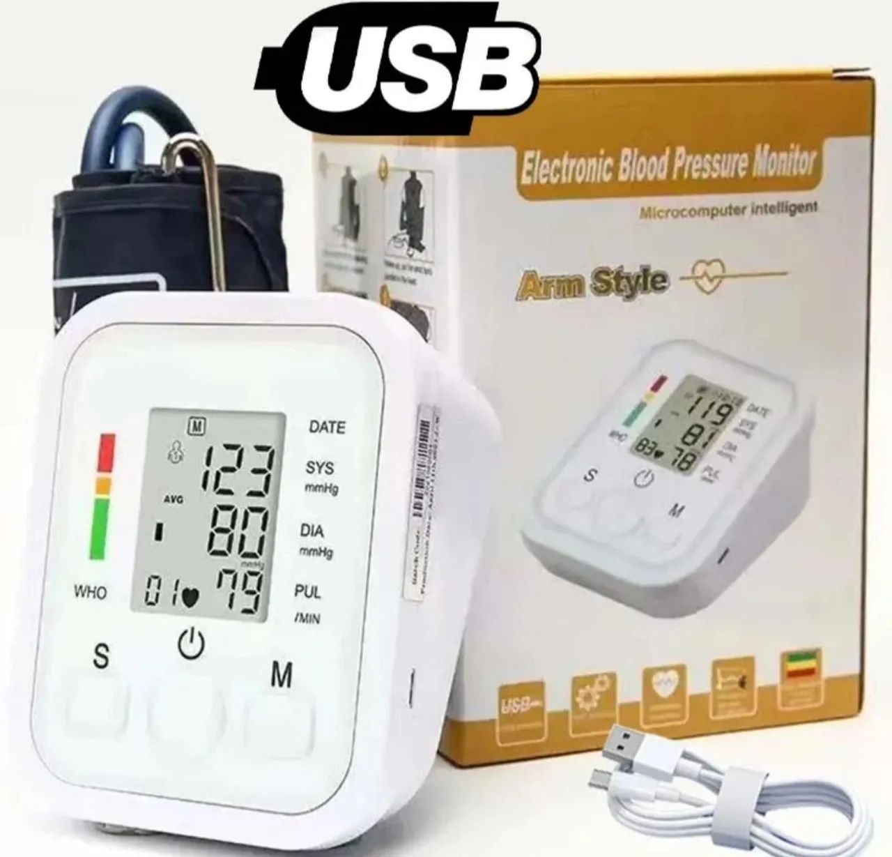 Medidor Pressão arterial com voz em português USB