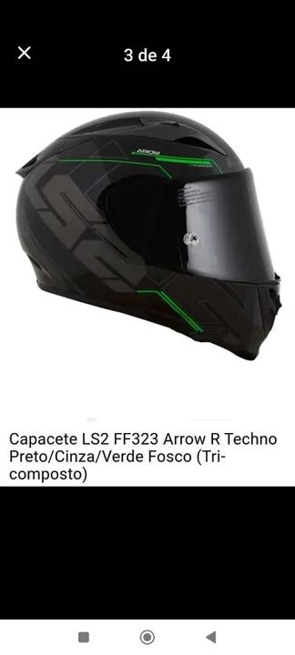 Capacete LS2 FF323 Arrow R Techno Preto/Cinza/Verde Fosco - Foto 2
