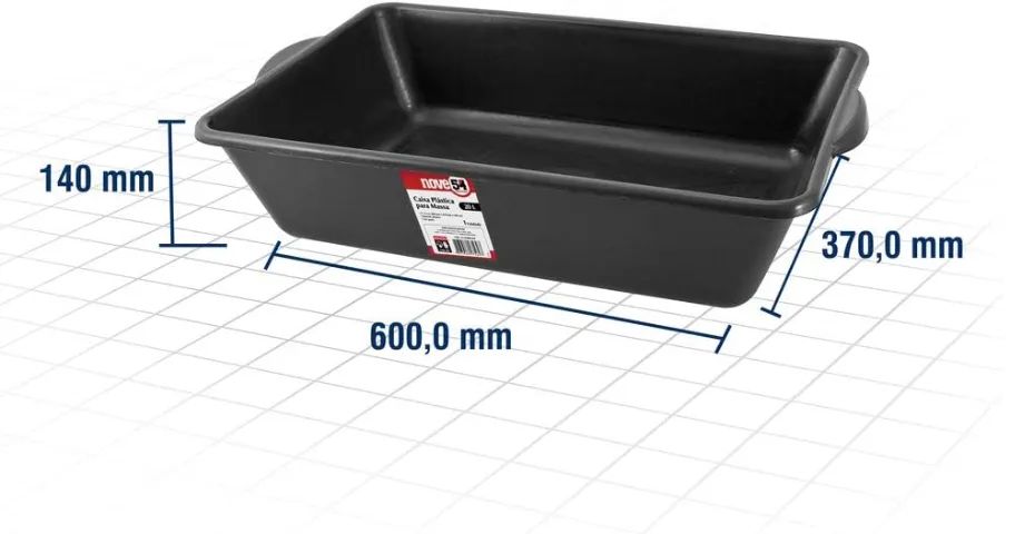 Caixa Plastica Retangular P/ Massa Concreto 20 Litros Nove54