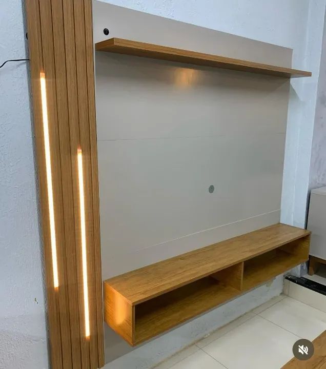 Painel Louvor Cinamomo Off white C/Led Ripado Para TV Até 65" Polegadas - Montagem Grátis - Foto 2