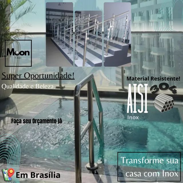 Guarda-Corpo Em Aço Inox para piscina