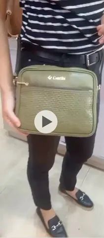Bolsa transversal verde couro nova - Foto 5