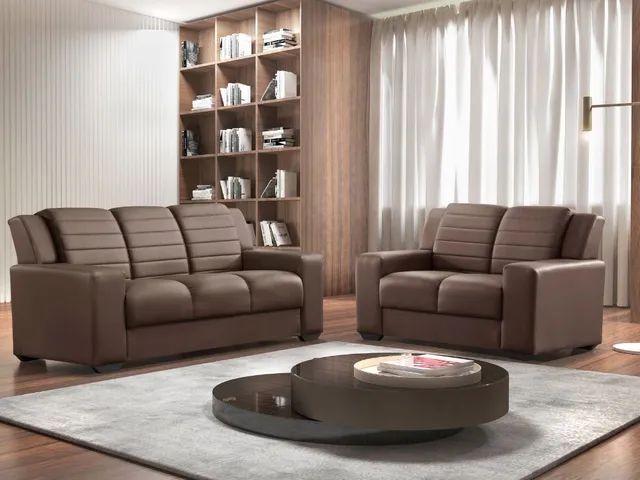 Sofá 2×3 Lugares Corino com Molas e Espuma D33 l75 - Foto 2