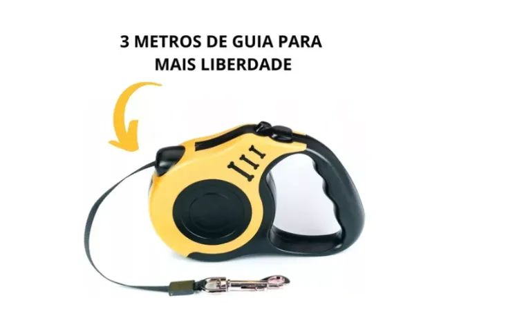 Coleira Guia Retrátil Pet Cachorros Gatos - Foto 3